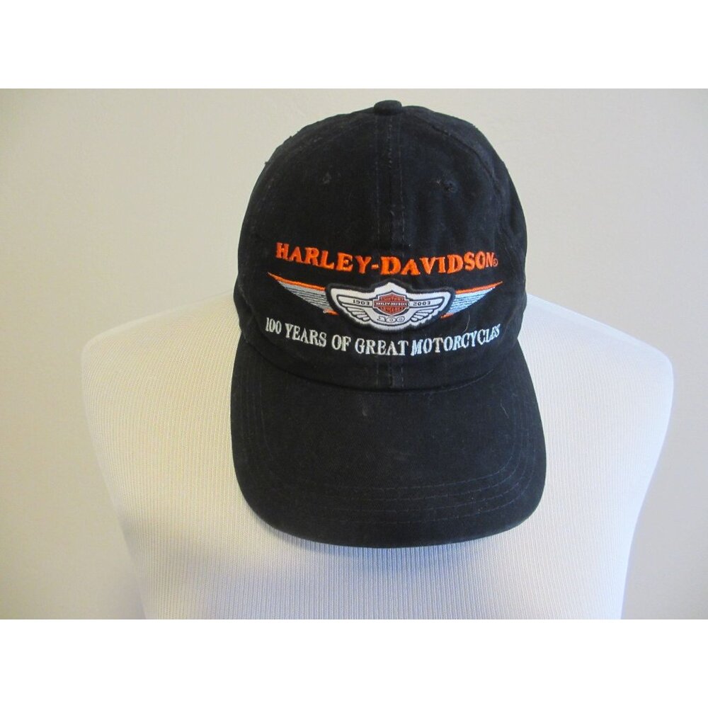 Harley-Davidson Black 100 Years Of Great Motorcycles Baseball Cap W/ Adjustable